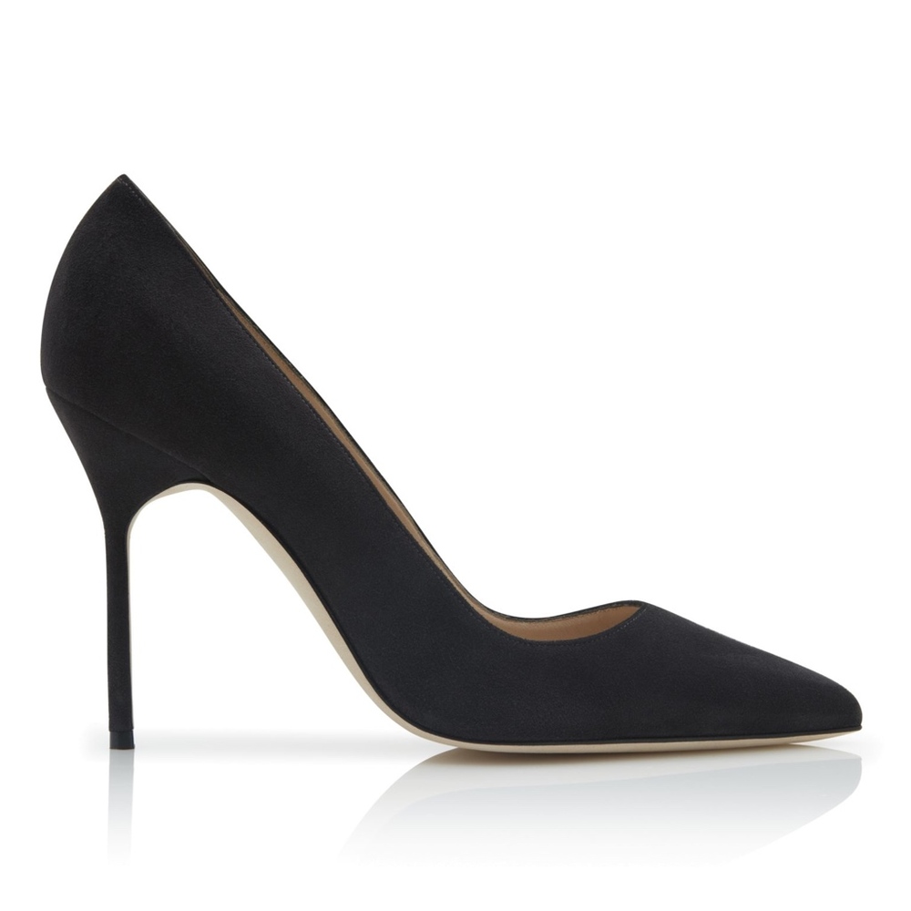 Manolo Blahnik BB 90mm Black Satin Pumps - Picture 2 of 5